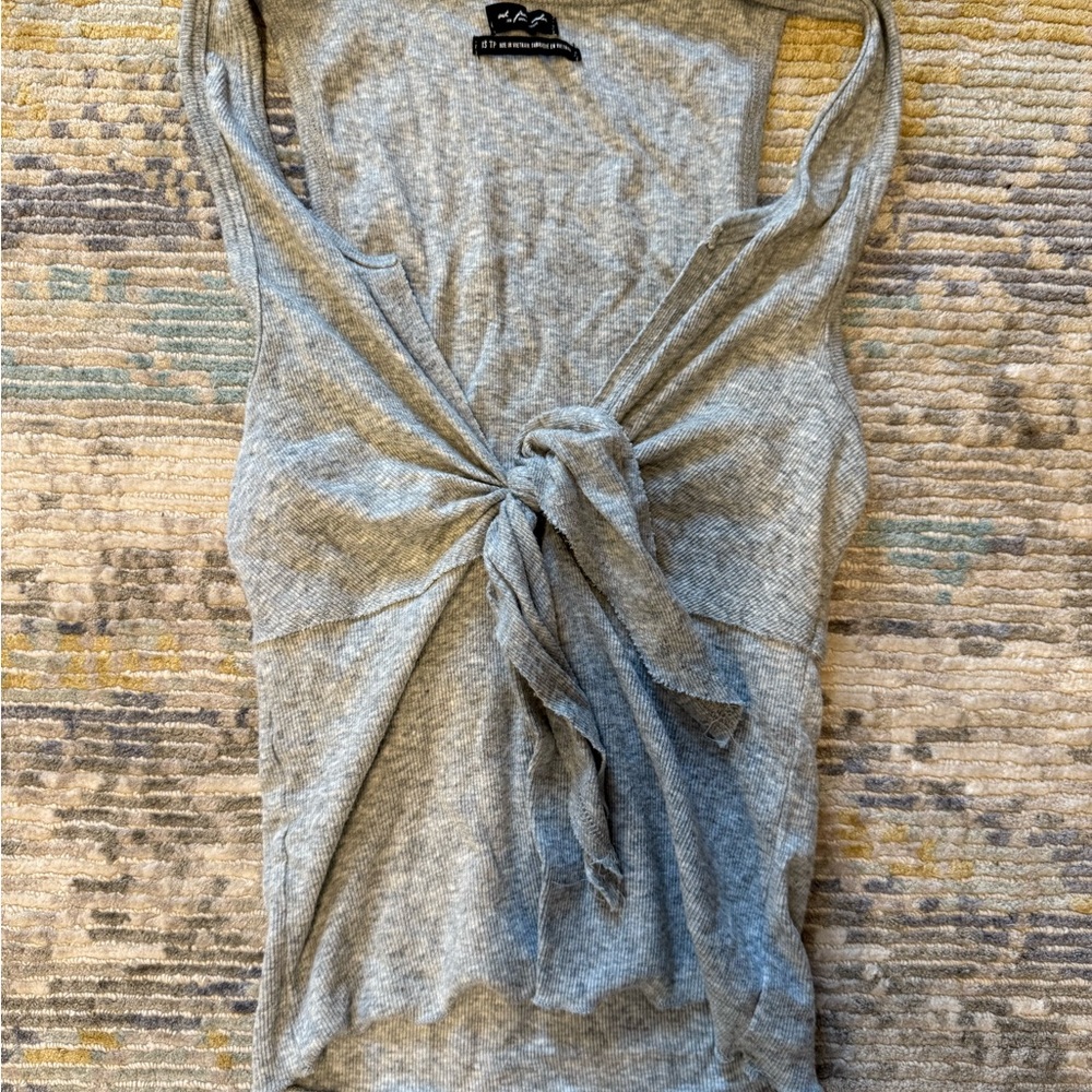 Brandy Melville Gray Tie-Front Tank Top